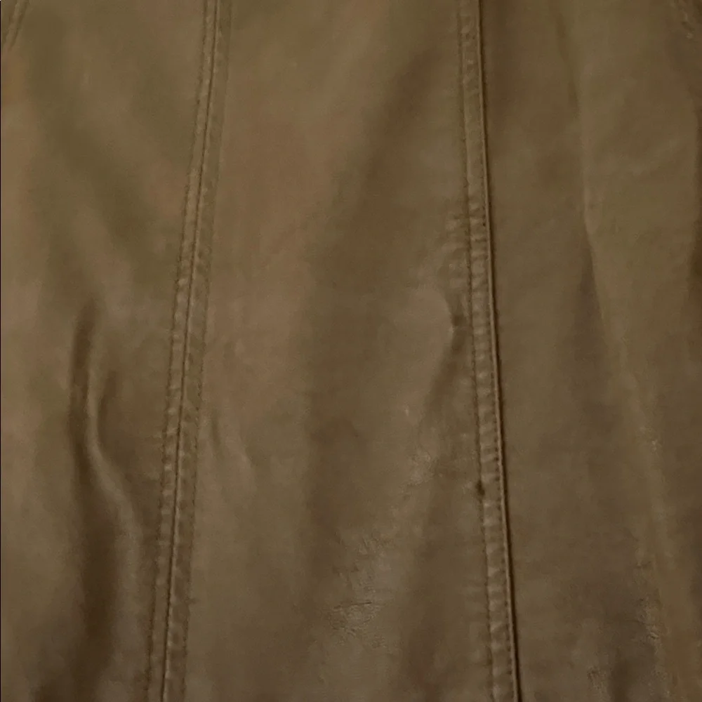 Free People Modern Femme Vegan Faux Leather Olive Green Mini Skirt | Size 4